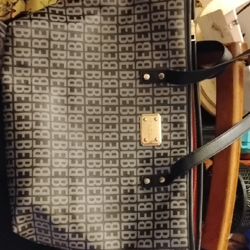 Bebe Monogram Black and Gray Tote